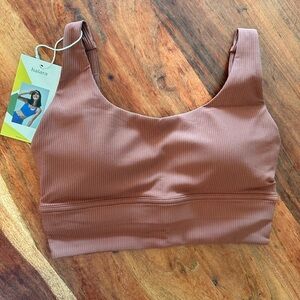 HALARA Ribbed Sports Bra in Brown